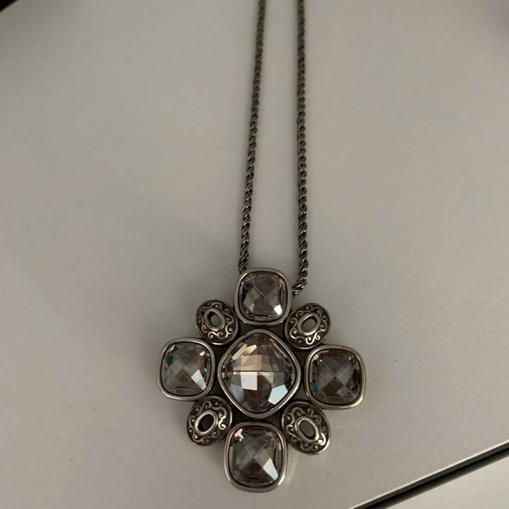 Costume statement necklace…16 to 17 inches depending on how you want to wear it.